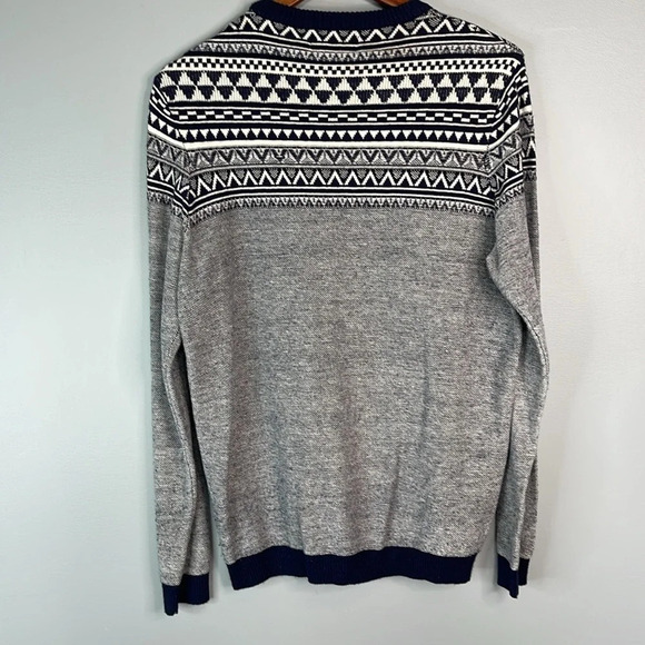 RORIE WHELAN Fair Isle Navy Blue Nordic Pattern Knit Sweater Coastal Grandpa L - Picture 6 of 10